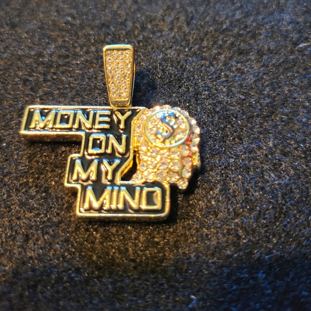 Stainless steel iced out pendant Money on my mind